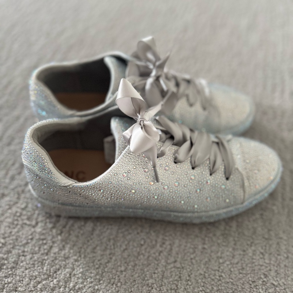 INC International Concepts Glittery Silver Sneakers